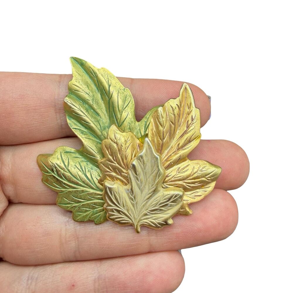 Vintage Jewelry Layered Leaf Brooch leaves pin